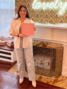 Light Blue Jeans with subtle floral print